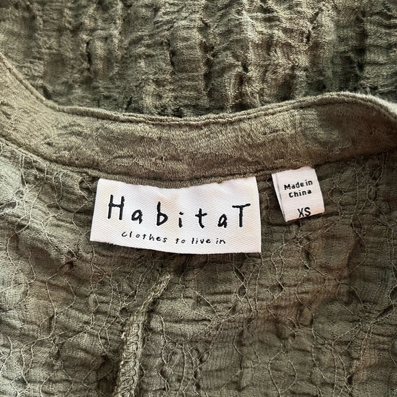 Habitat Clothes To Live In Gauzy Mandarin Collar Longline Cardigan Olive - Picture 8 of 10